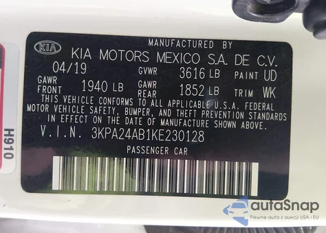 2019 Kia Rio Lx from USA, damaged, VIN 3KPA24AB1KE230128